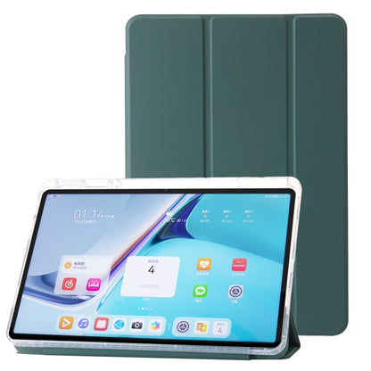 For Huawei Matepad SE 11 2024 Clear Acrylic 3-Fold Leather Tablet Case(Dark Green) - Huawei by PMC Jewellery | Online Shopping South Africa | PMC Jewellery | Buy Now Pay Later Mobicred