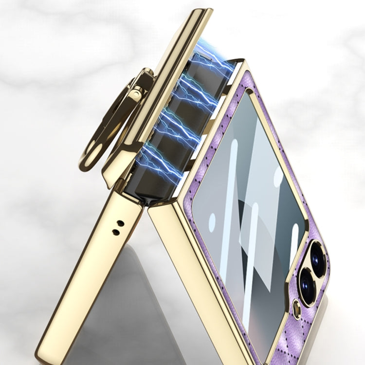 For Samsung Galaxy Z Flip6 / Flip7 FE GKK Rhombus Pattern Integrated Electroplated Leather Phone Case with Ring(Pink) - free shipping - PMC Jewellery - Order now!