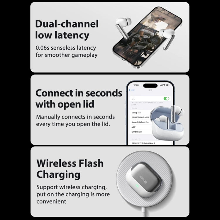 Sanag T51S TWS ANC Noise Reduction Wireless Bluetooth Earphone(White) - free shipping - PMC Jewellery - Order now!