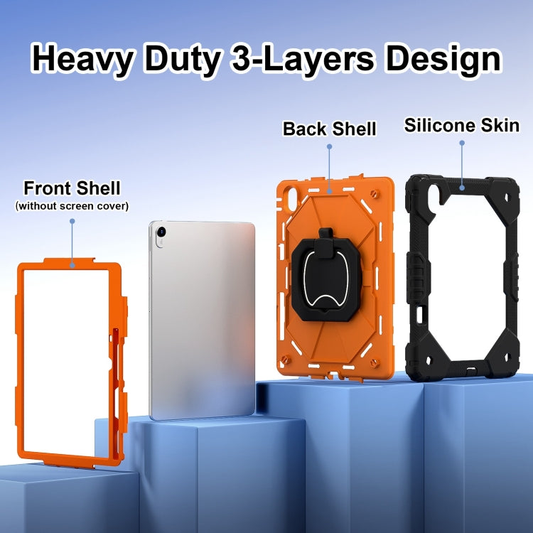 For Huawei Matepad 11.5 2023 Contrast Color Robot Silicone Hybrid PC Tablet Case(Black Orange) - Huawei by PMC Jewellery | Online Shopping South Africa | PMC Jewellery | Buy Now Pay Later Mobicred