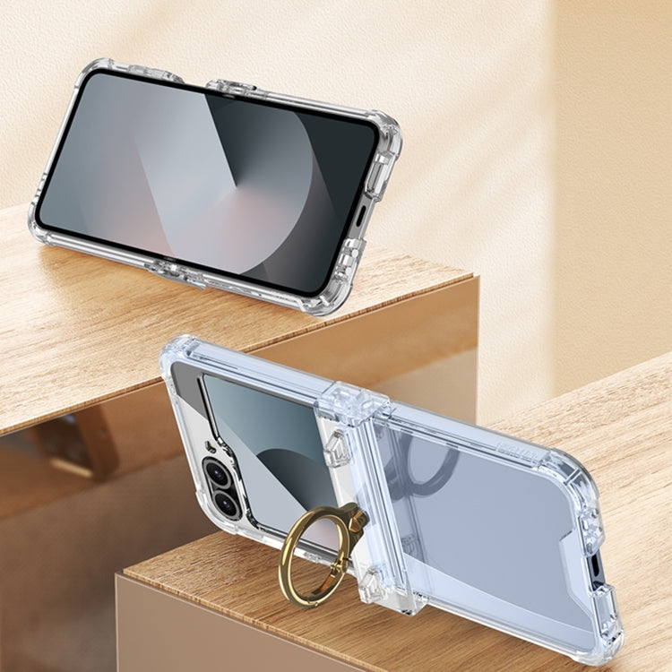 For Samsung Galaxy Z Flip6 GKK Clear Airbag Hinge Full Coverage Phone Case with Ring / Metal Chain(Silver) - free shipping - PMC Jewellery - Order now!