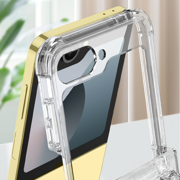 For Samsung Galaxy Z Flip6 GKK Clear Airbag Hinge Full Coverage Phone Case with Ring / Metal Chain(Silver) - free shipping - PMC Jewellery - Order now!