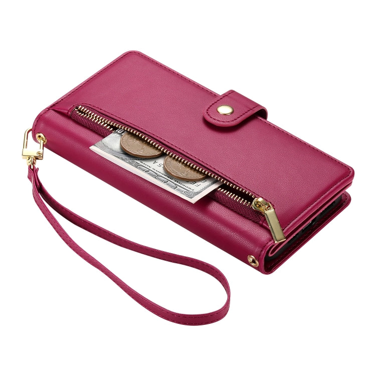 For iPhone 16 Pro Max Nine Card-slot Zipper Wallet Bag Leather Phone Case(Red) - iPhone 16 Pro Max Cases by PMC TechLife | Online Shopping South Africa | PMC TechLife | Buy Now Pay Later Mobicred