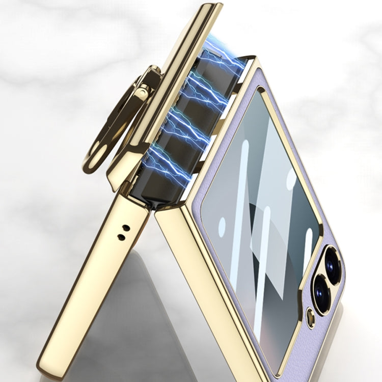 For Samsung Galaxy Z Flip6 / Flip7 FE GKK Integrated Electroplated Litchi Texture Leather Phone Case with Ring(Black) - free shipping - PMC Jewellery - Order now!
