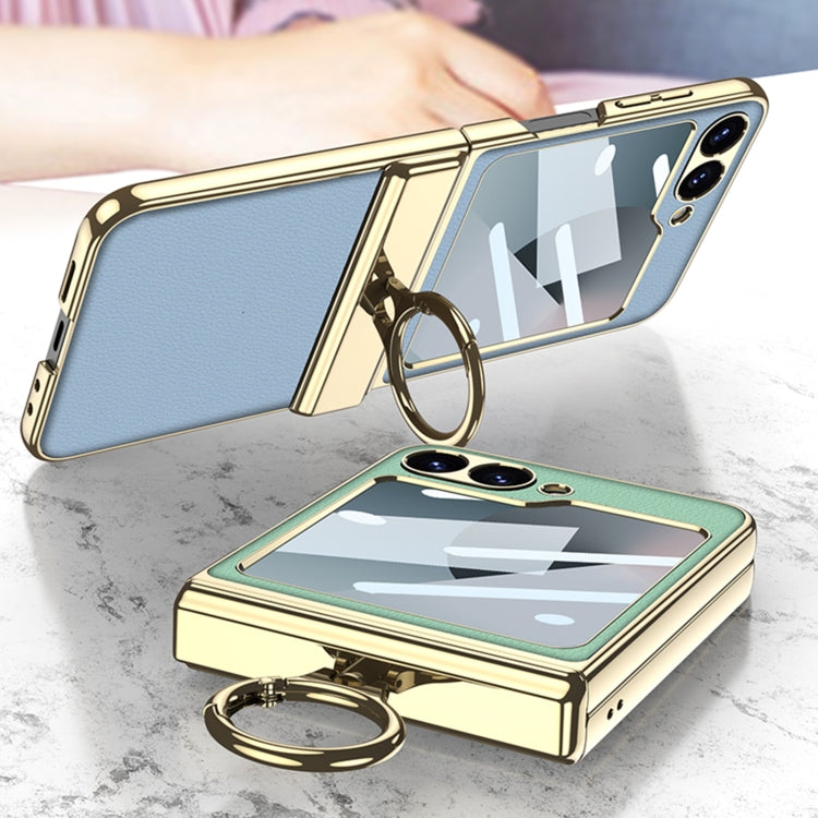 For Samsung Galaxy Z Flip6 / Flip7 FE GKK Integrated Electroplated Litchi Texture Leather Phone Case with Ring(Black) - free shipping - PMC Jewellery - Order now!
