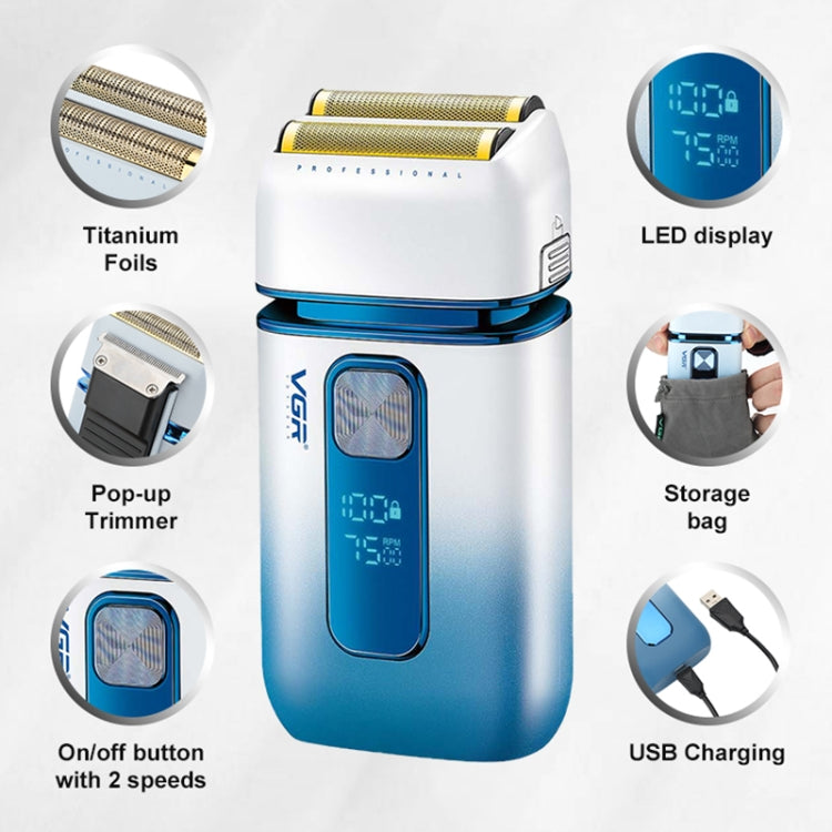 VGR V-362 5W USB Reciprocating Electric Shaver Bald Head Hair Clipper(Dark Blue) - free shipping - PMC TechLife - Order now!