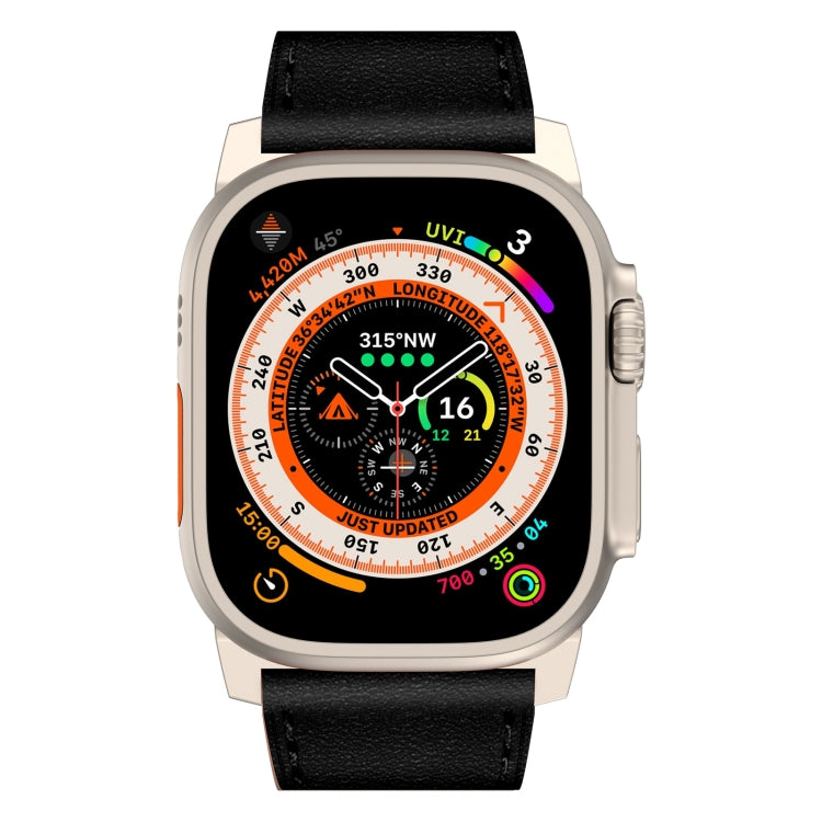 For Apple Watch Ultra 49mm Wilderness Top-grain Leather Watch Band(Titanium Connector Black) - Watch Bands by PMC TechLife | Online Shopping South Africa | PMC TechLife | Buy Now Pay Later Mobicred