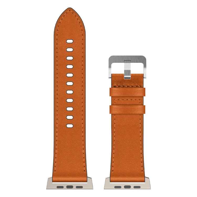 For Apple Watch Ultra 49mm Wilderness Top-grain Leather Watch Band(Titanium Connector Brown) - Watch Bands by PMC TechLife | Online Shopping South Africa | PMC TechLife | Buy Now Pay Later Mobicred