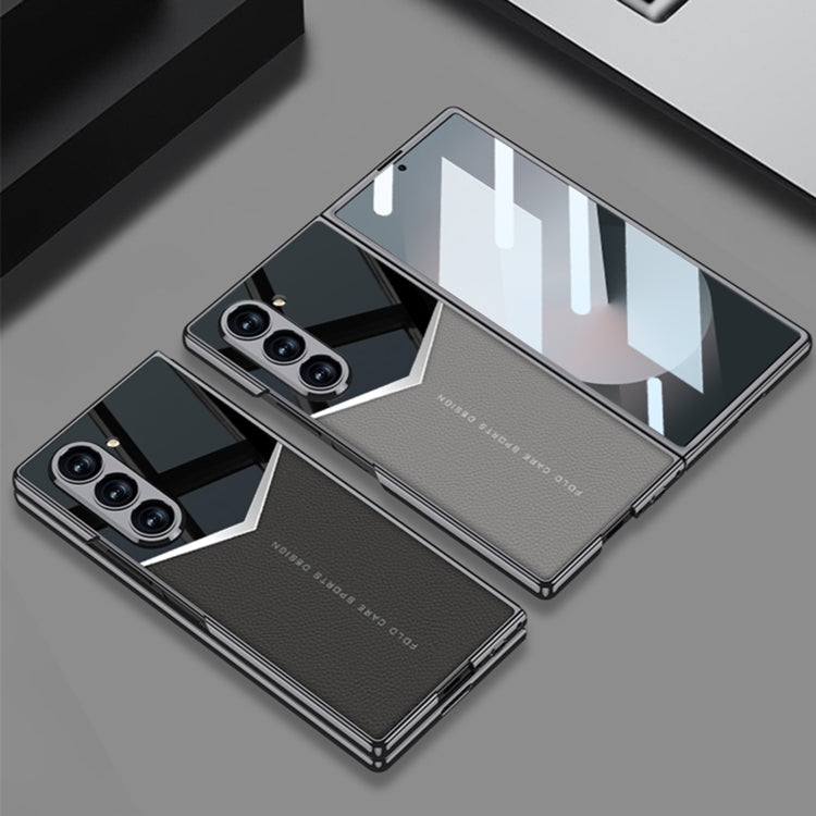 For Samsung Galaxy Z Fold6 GKK Integrated Plating Leather Knight Full Coverage Phone Case(Grey) - free shipping - PMC Jewellery - Order now!