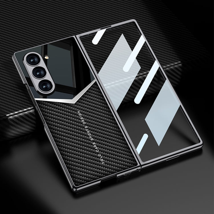 For Samsung Galaxy Z Fold6 GKK Integrated Plating Leather Knight Full Coverage Phone Case(Carbon Fibre) - free shipping - PMC Jewellery - Order now!