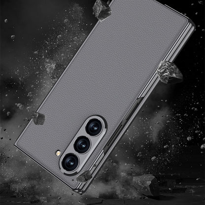 For Samsung Galaxy Z Fold6 GKK Integrated Plating Leather Full Coverage Phone Case(Special Grey) - Galaxy Z Fold6 5G Cases by GKK | Online Shopping South Africa | PMC Jewellery | Buy Now Pay Later Mobicred