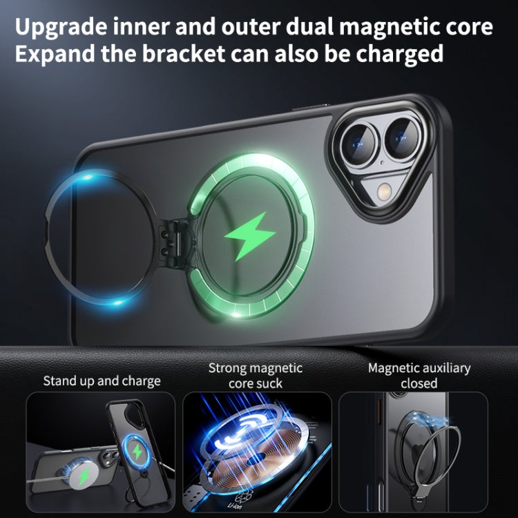 For iPhone 16 Plus Double Ring MagSafe Magnetic Holder Phone Case(Matte Grey) - free shipping - PMC TechLife - Order now!