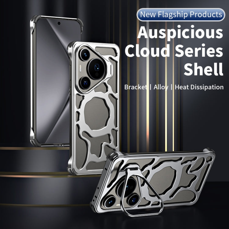 For Huawei Pura 70 Auspicious Cloud Series MagSafe Metal Phone Case with Bracket(Grey) - Huawei Cases by PMC Jewellery | Online Shopping South Africa | PMC Jewellery | Buy Now Pay Later Mobicred