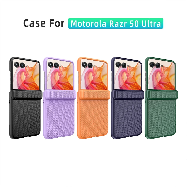 For Motorola Razr 50 Ultra Integrated Fold Hinge Grid Texture Phone Case(Black) - Motorola Cases by PMC TechLife | Online Shopping South Africa | PMC TechLife | Buy Now Pay Later Mobicred