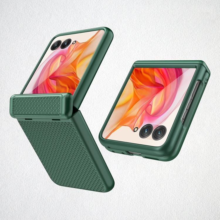 For Motorola Razr 50 Ultra Integrated Fold Hinge Grid Texture Phone Case(Green) - Motorola Cases by PMC TechLife | Online Shopping South Africa | PMC TechLife | Buy Now Pay Later Mobicred