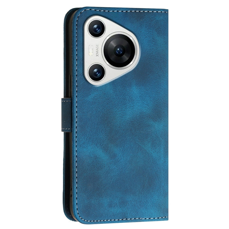 For Huawei Pura 70 YX0080 Grid Butterfly Embossed Pattern Flip Leather Phone Case with Lanyard(Dark Blue) - Huawei Cases by PMC Jewellery | Online Shopping South Africa | PMC Jewellery | Buy Now Pay Later Mobicred