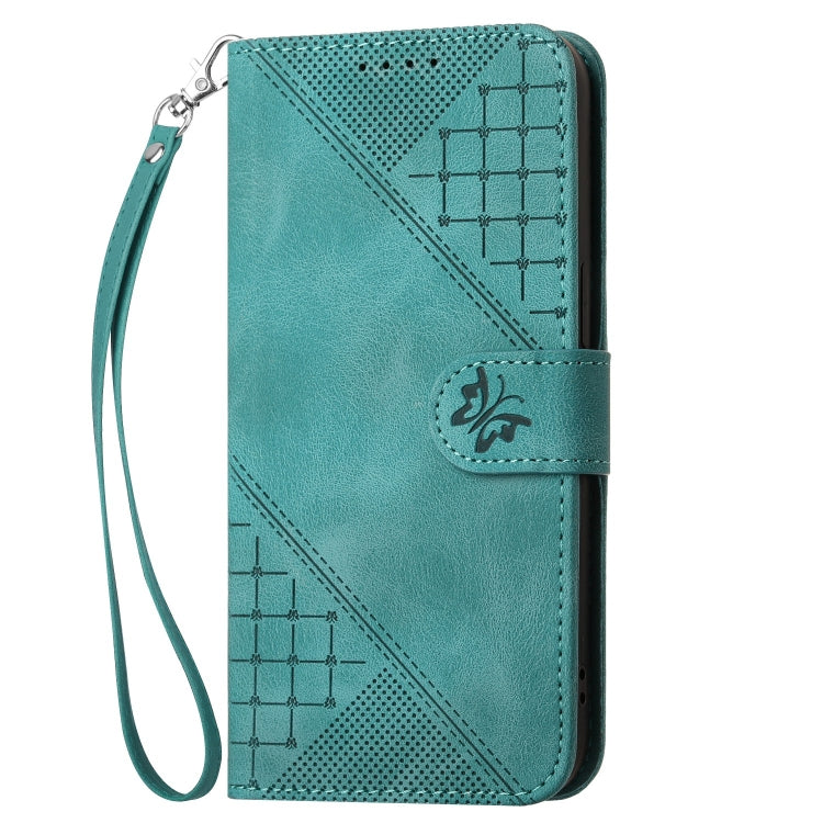 For Huawei Pura 70 YX0080 Grid Butterfly Embossed Pattern Flip Leather Phone Case with Lanyard(Light Blue) - Huawei Cases by PMC Jewellery | Online Shopping South Africa | PMC Jewellery | Buy Now Pay Later Mobicred