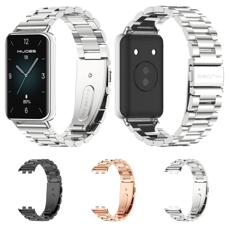 For Honor Band 10 / 9 MIJOBS Three-Beads Stainless Steel Watch Band(Black) - Watch Bands by MIJOBS | Online Shopping South Africa | PMc TechLife | Buy Now Pay Later Mobicred