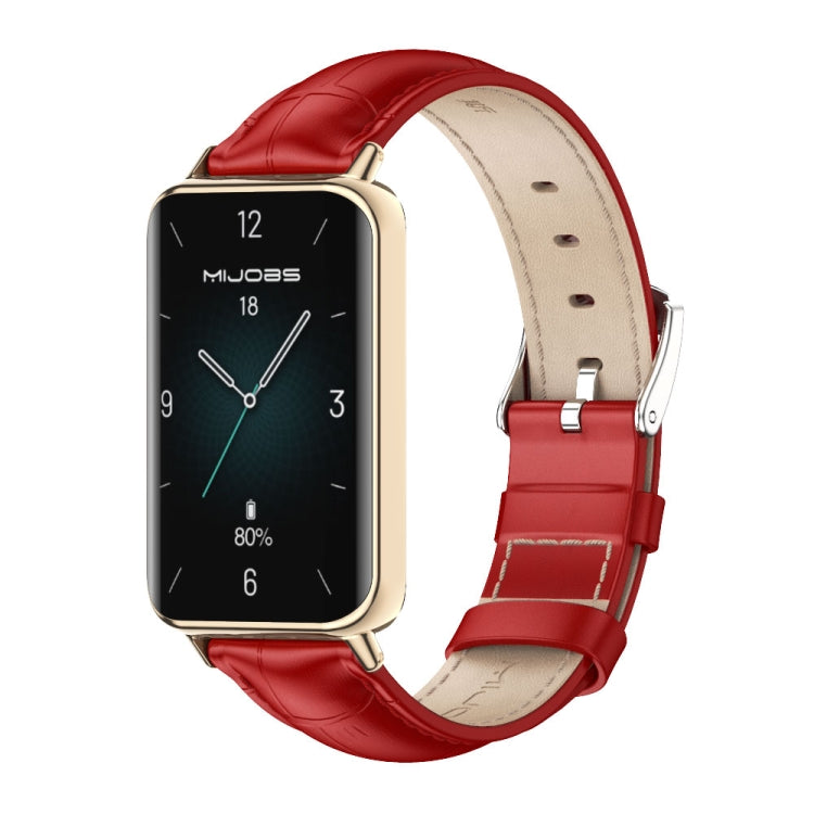 For Honor Band 10 / 9 MIJOBS Cowhide Leather Watch Band(Bamboo Red Light Gold) - free shipping - PMc TechLife - Order now!
