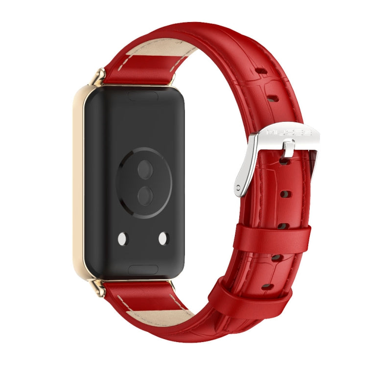 For Honor Band 10 / 9 MIJOBS Cowhide Leather Watch Band(Bamboo Red Light Gold) - free shipping - PMc TechLife - Order now!