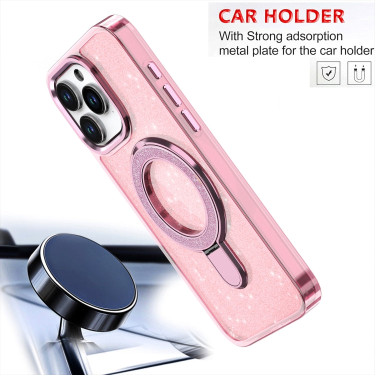 For iPhone 16 Pro Max Glitter Ring Holder MagSafe Phone Case(Pink) - iPhone 16 Pro Max Cases by PMC TechLife | Online Shopping South Africa | PMC TechLife | Buy Now Pay Later Mobicred