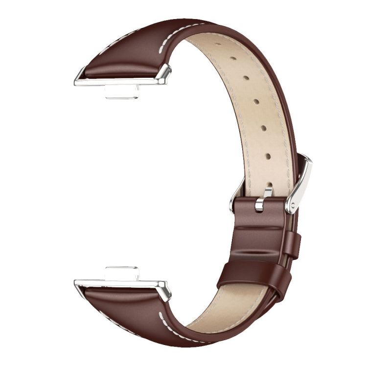 For Huawei Watch Fit3 MIJOBS Slim Genuine Leather Watch Band(Coffee Silver) - free shipping - PMC TechLife - Order now!
