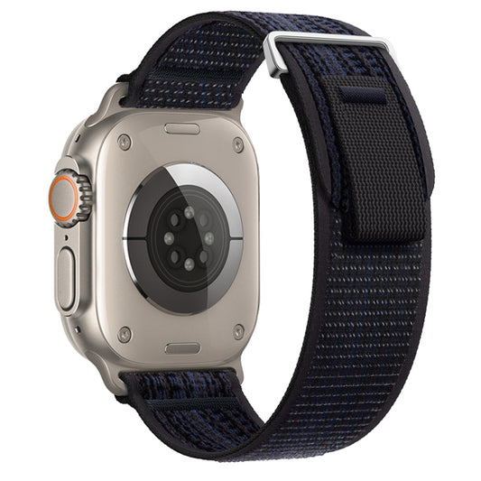 For Apple Watch Ultra 49mm Dual-Section Loop Nylon Watch Band(Black Blue) - Watch Bands by PMC Jewellery | Online Shopping South Africa | PMC Jewellery | Buy Now Pay Later Mobicred