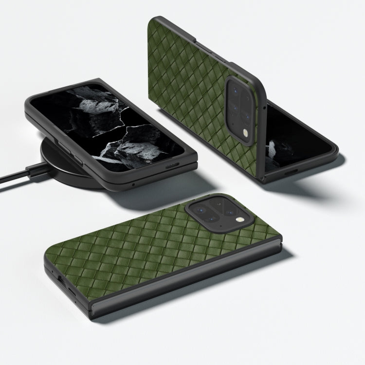 For Google Pixel 9 Pro Fold Black Frame Woven Texture PU Phone Case(Green) - free shipping - PMC TechLife - Order now!