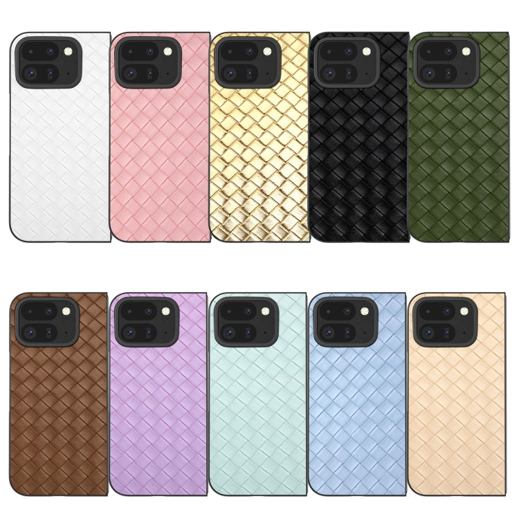 For Google Pixel 9 Pro Fold Black Frame Woven Texture PU Phone Case(Purple) - free shipping - PMC TechLife - Order now!