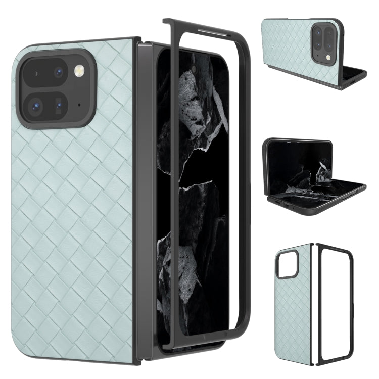 For Google Pixel 9 Pro Fold Black Frame Woven Texture PU Phone Case(Light Green) - Google Cases by PMC TechLife | Online Shopping South Africa | PMC TechLife | Buy Now Pay Later Mobicred