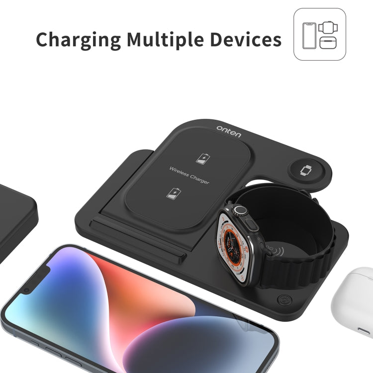 Onten CW11 3 in 1 Folding Wireless Charging(Black) - Wireless Charger by Onten | Online Shopping South Africa | PMC Jewellery | Buy Now Pay Later Mobicred