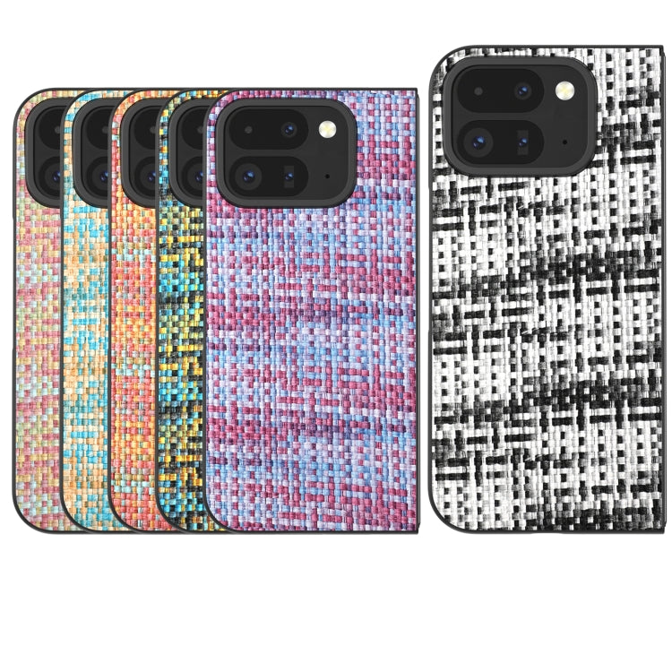 For Google Pixel 9 Pro Fold Black Frame Color Lattice Texture PU Phone Case(Black) - Google Cases by PMC TechLife | Online Shopping South Africa | PMC TechLife | Buy Now Pay Later Mobicred