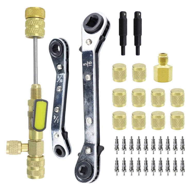 36pcs / Set T6 Air Conditioning Valve Core Remover Installer Tool with Dual Size SAE 1/4 and 5/16 Ports(Gold) - Hand Tool Sets by PMC Jewellery | Online Shopping South Africa | PMC Jewellery | Buy Now Pay Later Mobicred