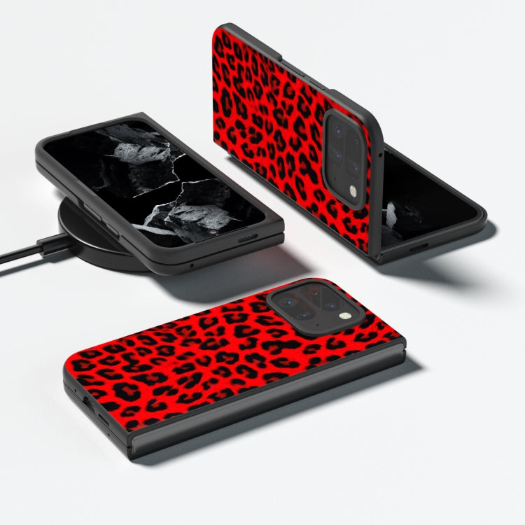 For Google Pixel 9 Pro Fold Black Frame Leopard Full Coverage Phone Case(Red Leopard) - Google Cases by PMC TechLife | Online Shopping South Africa | PMC TechLife | Buy Now Pay Later Mobicred