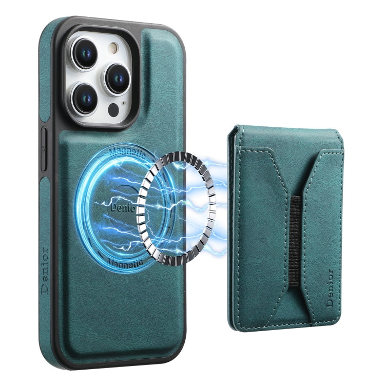 For iPhone 16 Pro Max Denior D17 Skin Feel MagSafe Detachable Card Slot Phone Case(Blue) - iPhone 16 Pro Max Cases by Denior | Online Shopping South Africa | PMC Jewellery | Buy Now Pay Later Mobicred