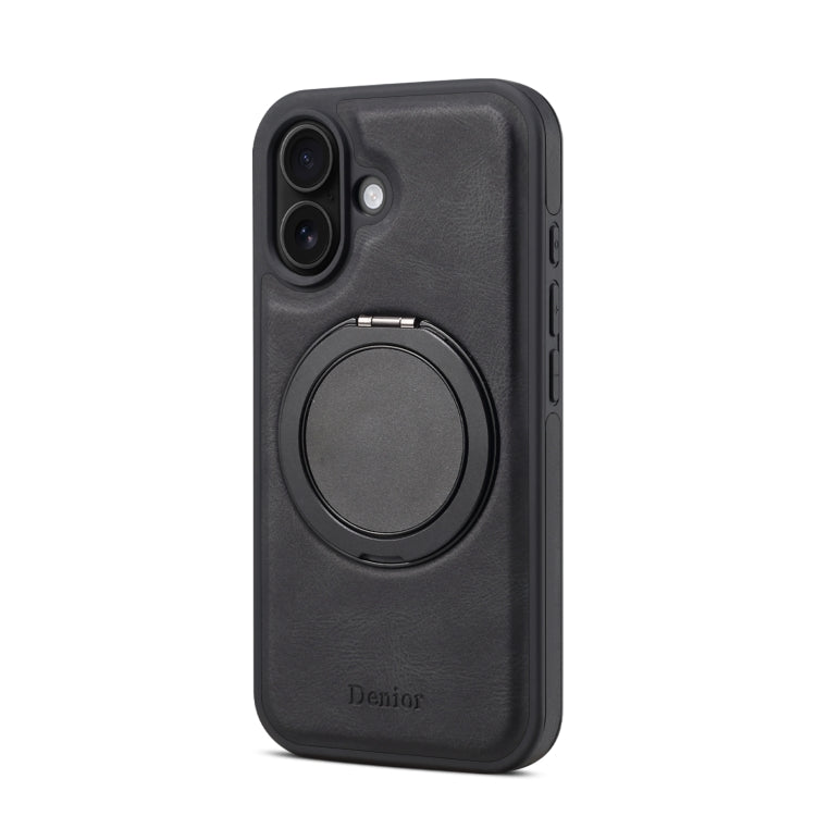 For iPhone 16 Denior A14 Skin Feel Rotating Holder MagSafe Phone Case(Black) - iPhone 16 Cases by Denior | Online Shopping South Africa | PMC TechLife | Buy Now Pay Later Mobicred
