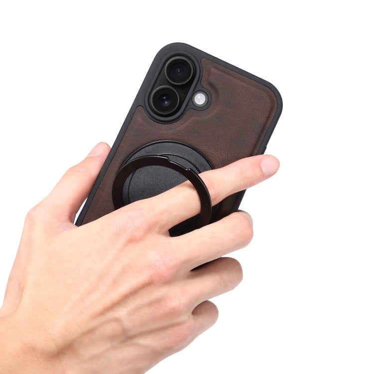 For iPhone 16 Plus Denior A14 Skin Feel Rotating Holder MagSafe Phone Case(Brown) - free shipping - PMC TechLife - Order now!