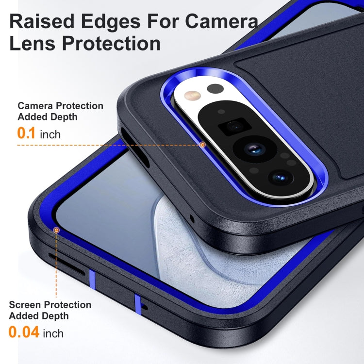 For Google Pixel 9 Rugged PC + Silicone Phone Case with Holder(Dark Blue+Royal Blue) - Google Cases by PMC TechLife | Online Shopping South Africa | PMC TechLife | Buy Now Pay Later Mobicred