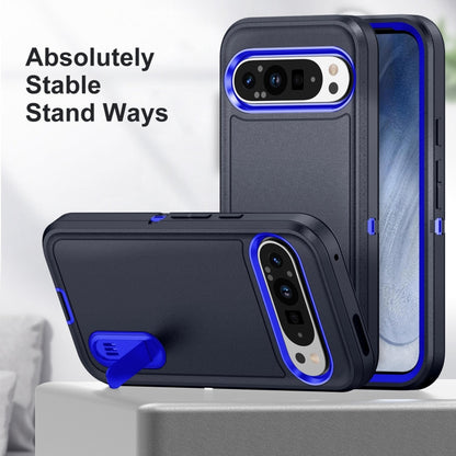 For Google Pixel 9 Rugged PC + Silicone Phone Case with Holder(Dark Blue+Royal Blue) - Google Cases by PMC Jewellery | Online Shopping South Africa | PMC Jewellery | Buy Now Pay Later Mobicred