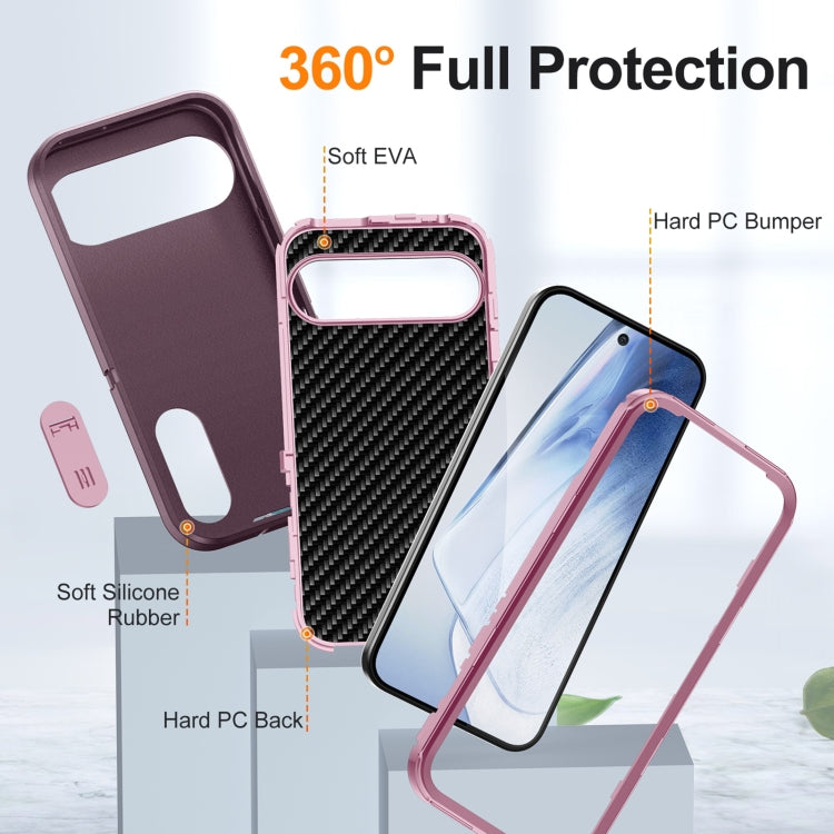 For Google Pixel 9 Rugged PC + Silicone Phone Case with Holder(Purple+Pink) - Google Cases by PMC Jewellery | Online Shopping South Africa | PMC Jewellery | Buy Now Pay Later Mobicred