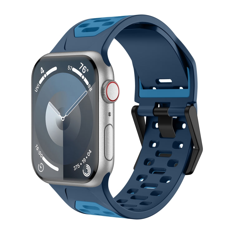 For Apple Watch Series 9 45mm Meteorite Two-color Silicone Watch Band(Navy Blue) - free shipping - PMc TechLife - Order now!
