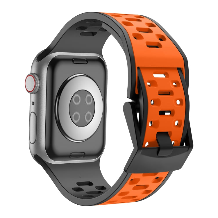 For Apple Watch SE 44mm Meteorite Two-color Silicone Watch Band(Black Orange) - free shipping - PMc TechLife - Order now!