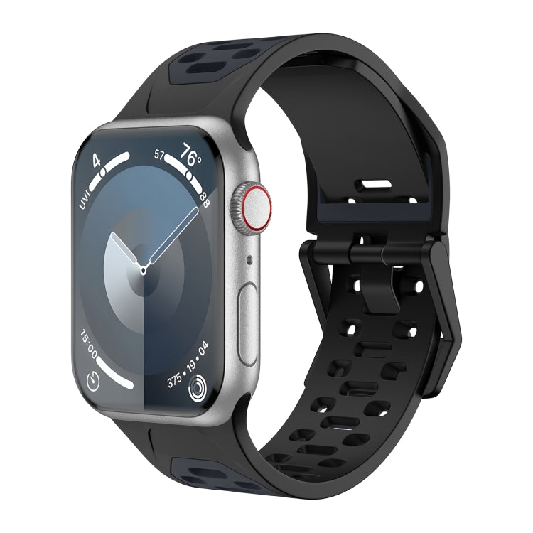 For Apple Watch SE 44mm Meteorite Two-color Silicone Watch Band(Black Grey) - free shipping - PMc TechLife - Order now!