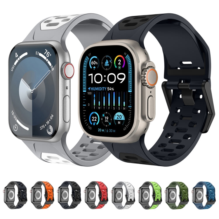 For Apple Watch SE 44mm Meteorite Two-color Silicone Watch Band(Navy Blue) - free shipping - PMc TechLife - Order now!