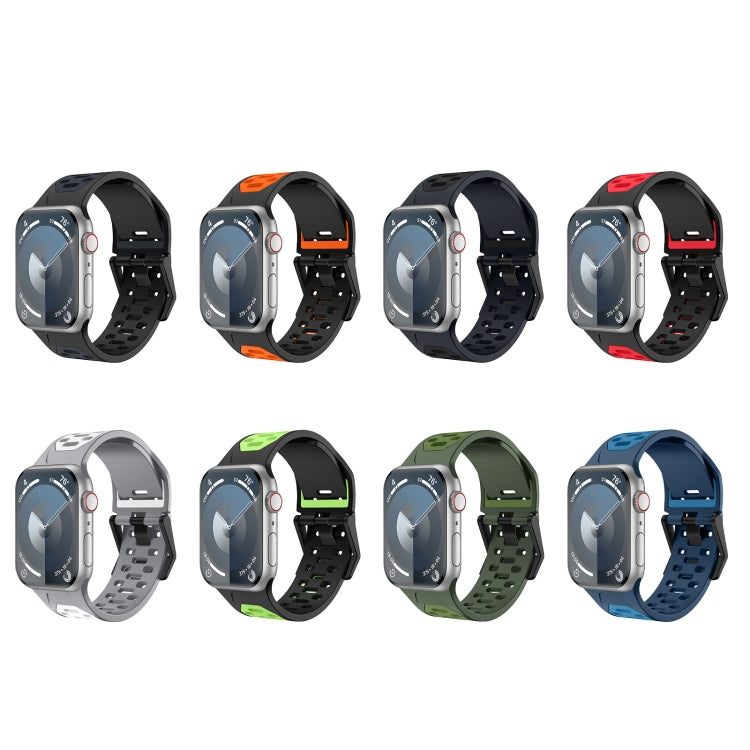 For Apple Watch SE 44mm Meteorite Two-color Silicone Watch Band(Black Grey) - free shipping - PMc TechLife - Order now!