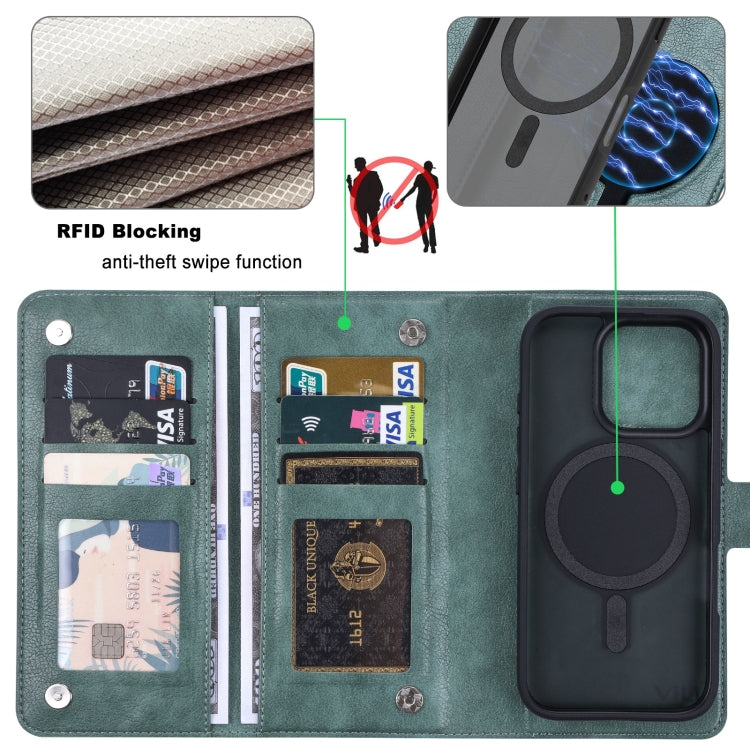 For iPhone 16 Pro ViLi GVA Series MagSafe Magnetic RFID Leather Phone Case(Green) - iPhone 16 Pro Cases by ViLi | Online Shopping South Africa | PMC TechLife | Buy Now Pay Later Mobicred