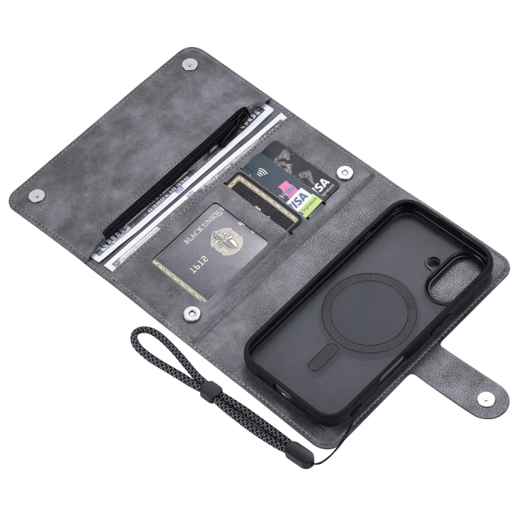 For iPhone 16 ViLi GVS Series MagSafe Magnetic RFID Leather Phone Case(Grey) - iPhone 16 Cases by ViLi | Online Shopping South Africa | PMC TechLife | Buy Now Pay Later Mobicred