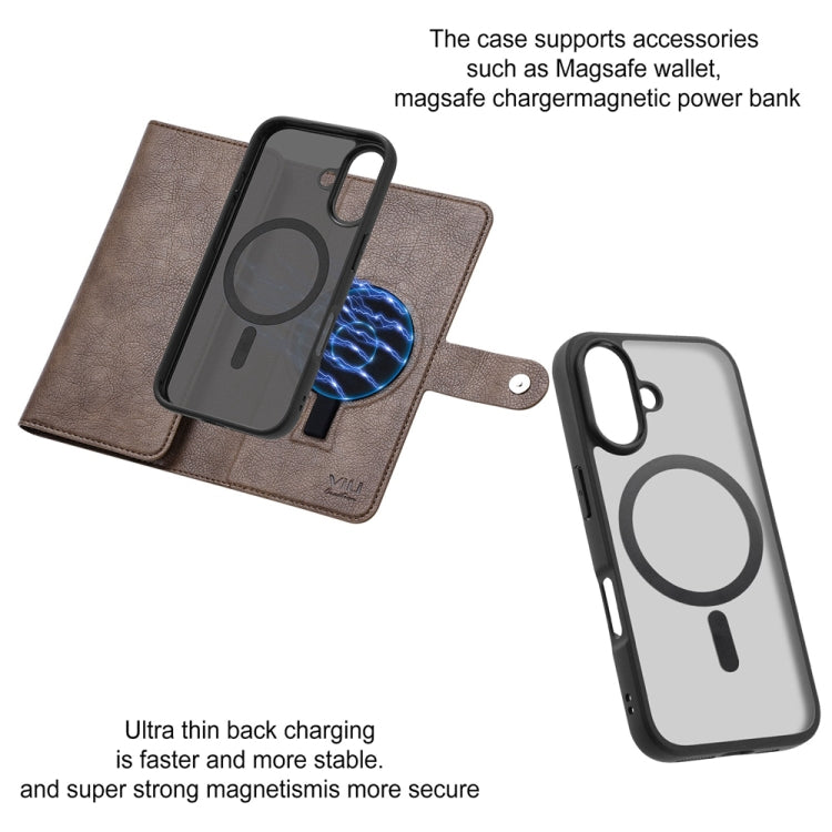 For iPhone 16 ViLi GVS Series MagSafe Magnetic RFID Leather Phone Case(Coffee) - iPhone 16 Cases by ViLi | Online Shopping South Africa | PMC TechLife | Buy Now Pay Later Mobicred