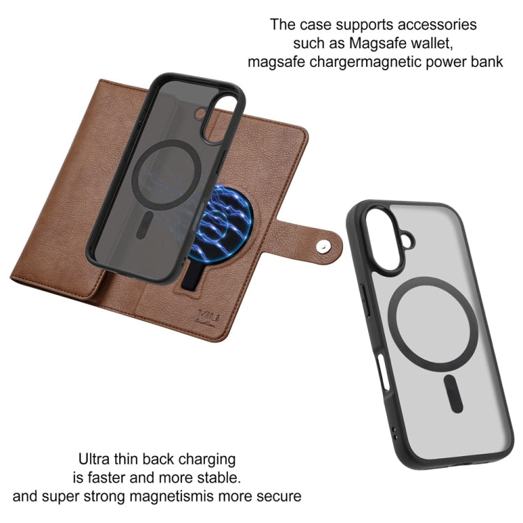 For iPhone 16 ViLi GVS Series MagSafe Magnetic RFID Leather Phone Case(Brown) - iPhone 16 Cases by ViLi | Online Shopping South Africa | PMC TechLife | Buy Now Pay Later Mobicred