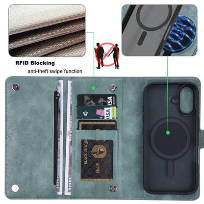 For iPhone 16 Plus ViLi GVB Series MagSafe Magnetic RFID Leather Phone Case(Green) - iPhone 16 Plus Cases by ViLi | Online Shopping South Africa | PMC Jewellery | Buy Now Pay Later Mobicred